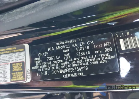 2025 Kia K4 Gt-Line z USA, uszkodzony, nr VIN 3KPFW4DE8SE154939